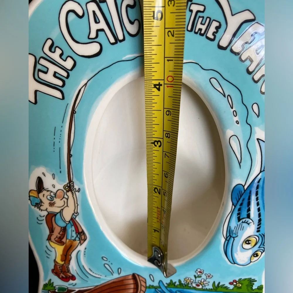 “The Catch Of The Year” Fishing Themed Ceramic Blue Frame Made By Russ 7 x 5.5